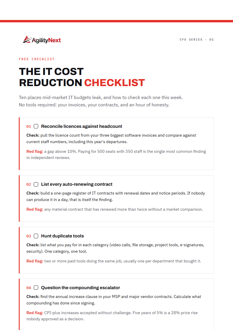 THE IT COST REDUCTION CHECKLIST cover